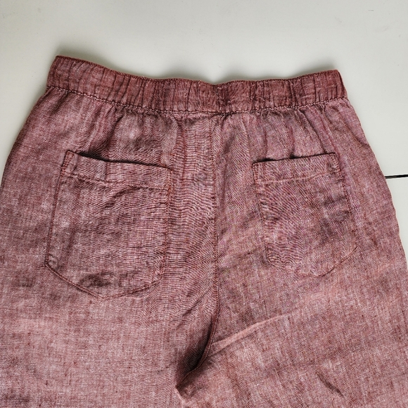 Cynthia Rowley Womens Pink 100% Linen Wide Leg Capri Pants Loose Pockets Sz L - Picture 10 of 11